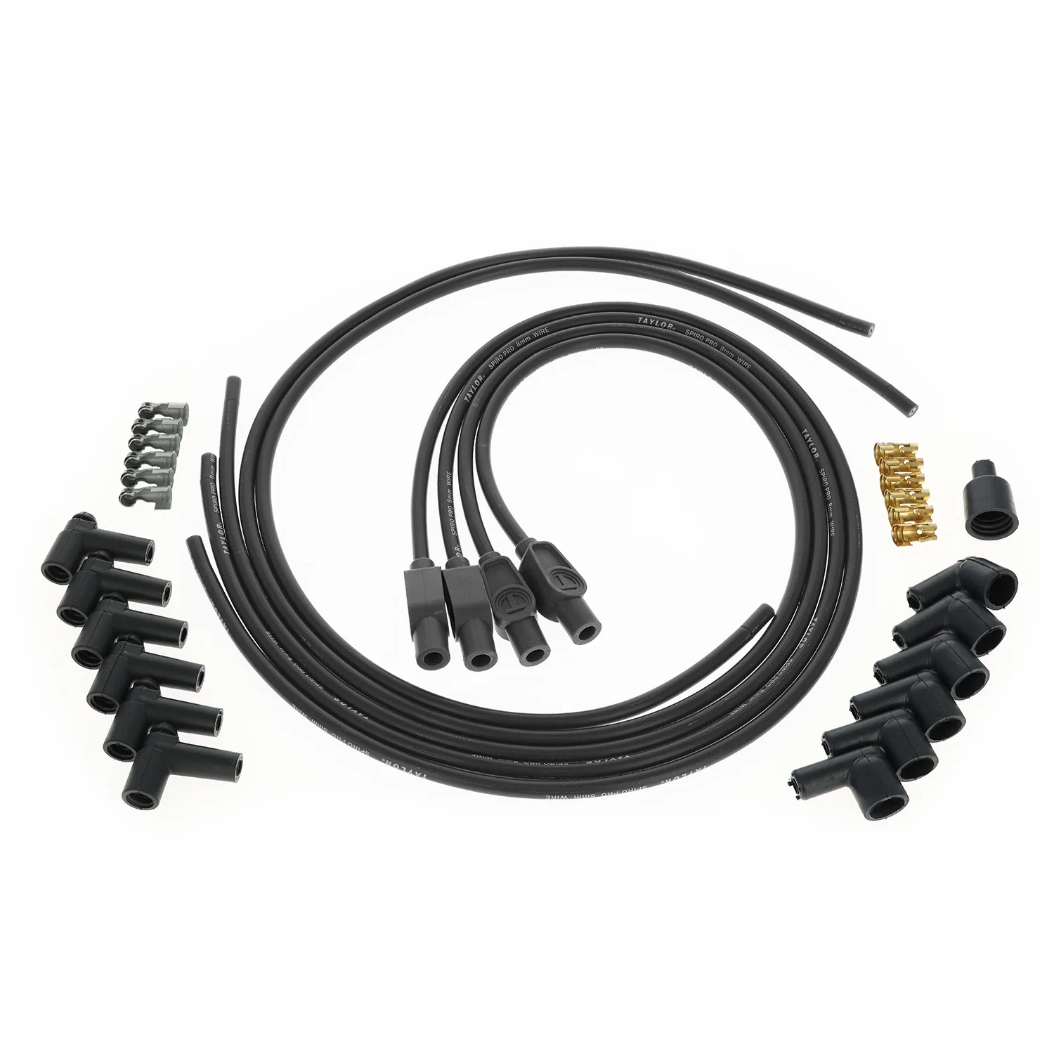 Spark Plug Wire Set Universal 8mm Silicone Spiro Pro 180_ 350 ohm_ft Black 73035